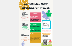 Calendrier 2026 ateliers et stages