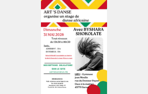 Dimanche 31 mai - Stage de danse Africaine avec Byshara Shokolate